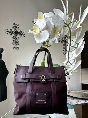 Henri Bendel Mini Jetsetter Convertible Backpack Burgundy Leather Nylon Bag